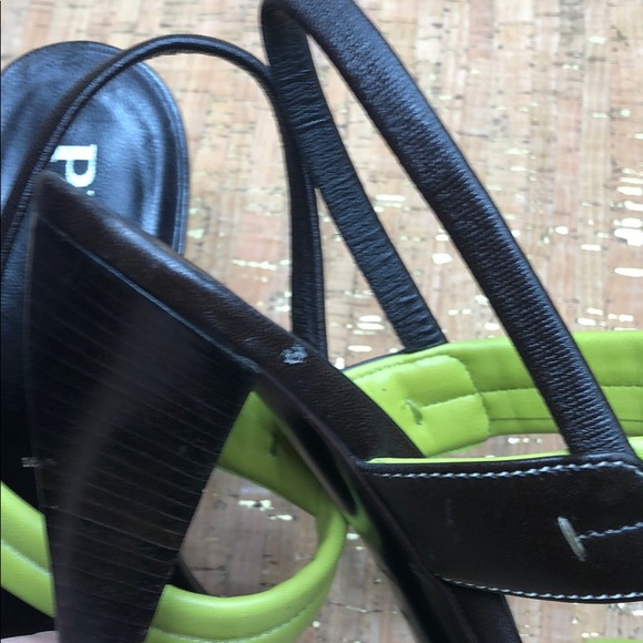 Prada Strappy Sandal Chartreuse/Brown EUC sz 40 - Picture 8 of 8